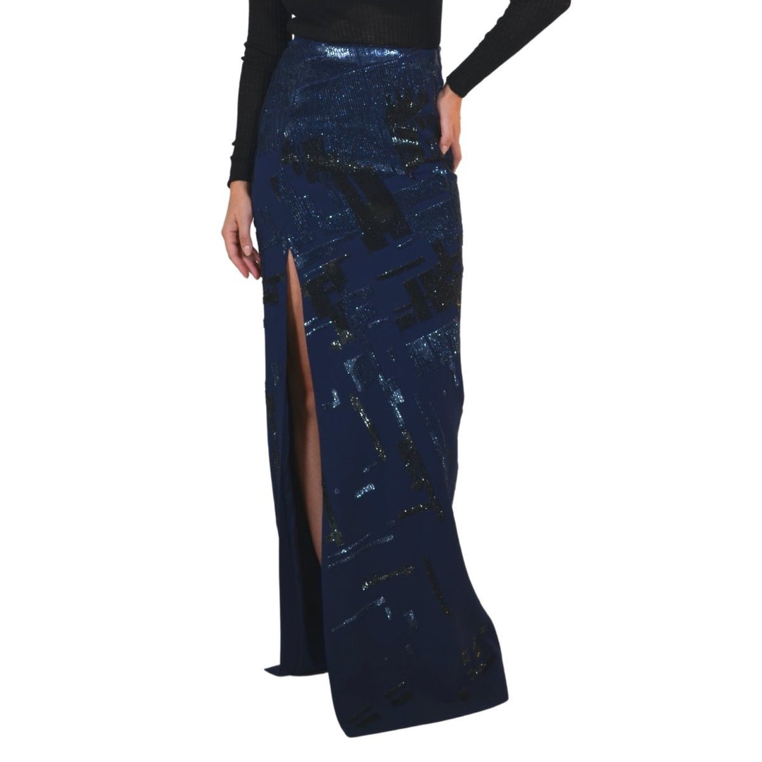 Sequins Embellished Blue Maxi Skirt