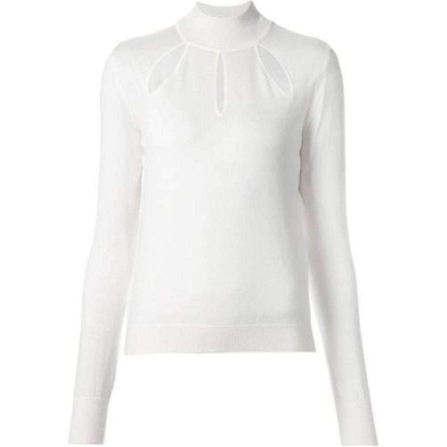 Mugler-White Extra Fine Wool Cutout Detail Sweater - Runway Catalog
