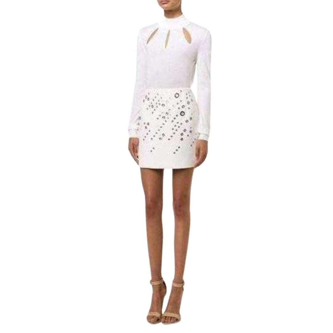 White Extra Fine Wool Cutout Detail Sweater