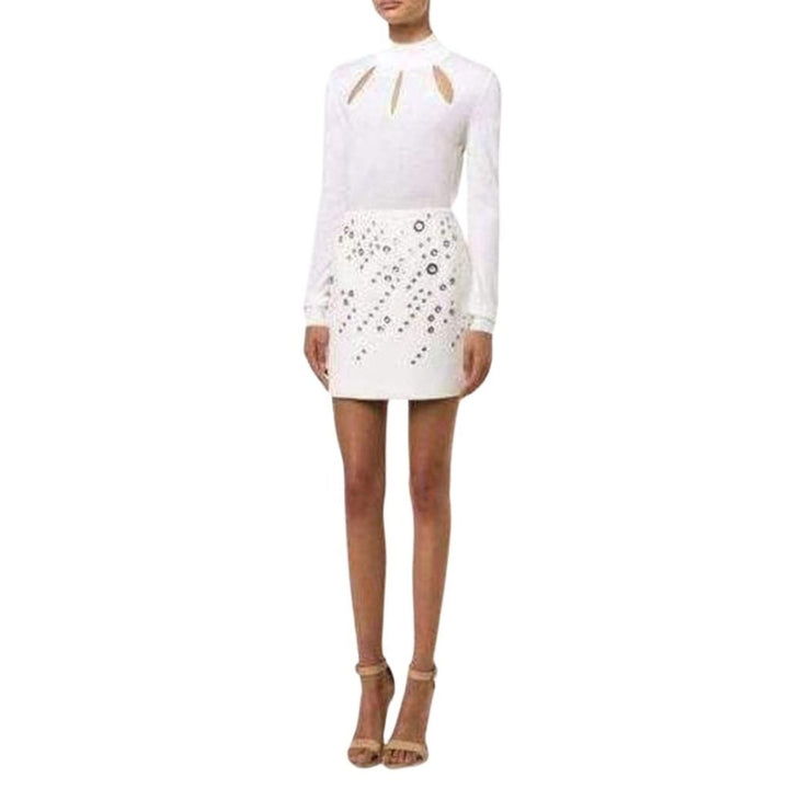 White Extra Fine Wool Cutout Detail Sweater