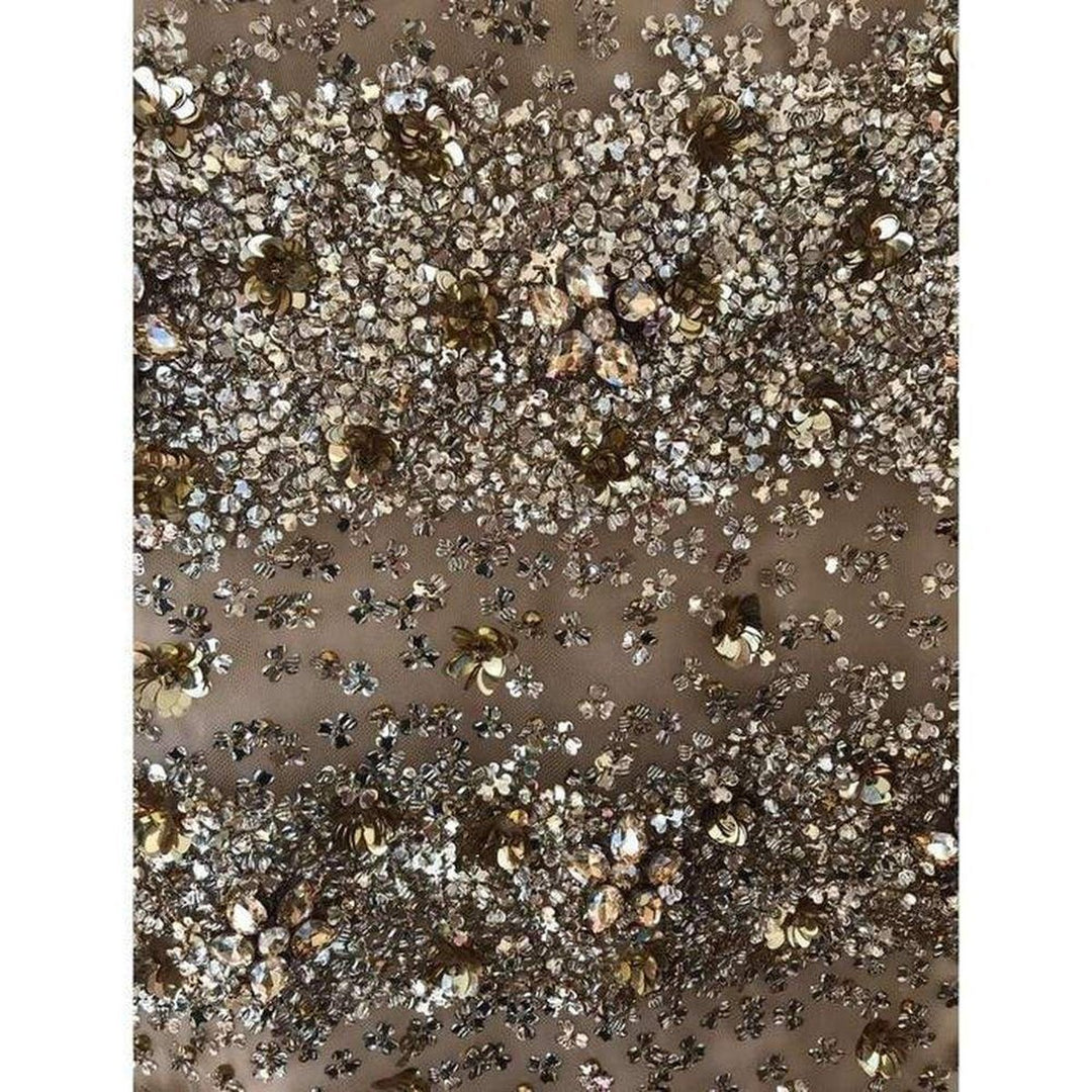 Naeem Khan Beaded Gold Fitted Cocktail Dress