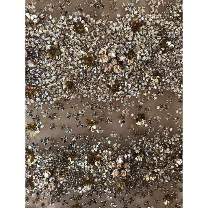 Naeem Khan Beaded Gold Fitted Cocktail Dress