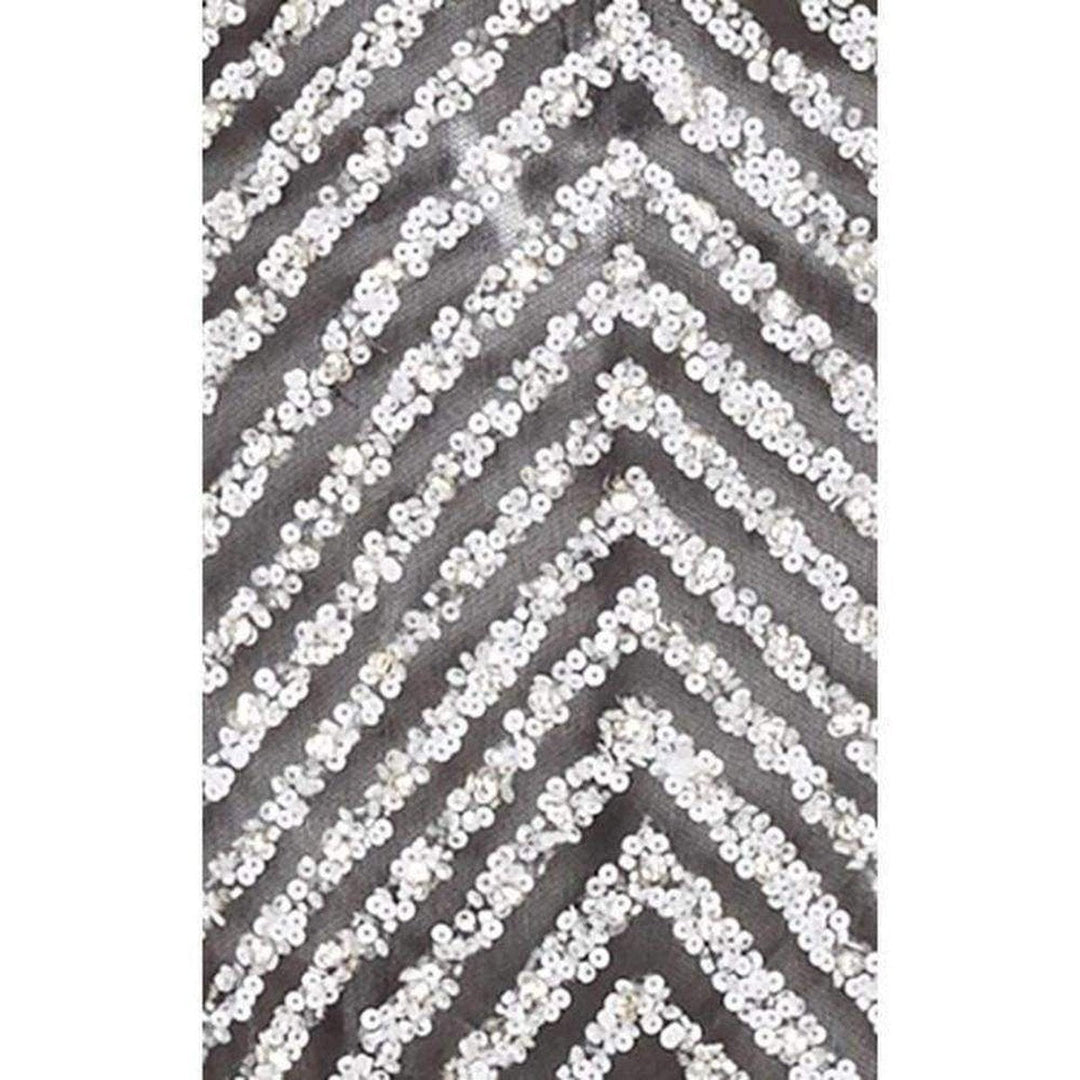 Naeem Khan Beaded Sequin V Neck Gown