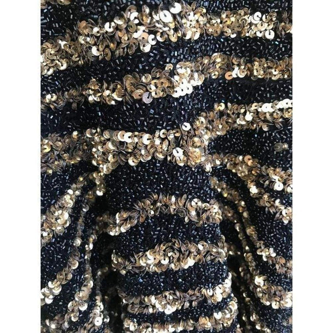 Naeem Khan Sequin V-Neck Fitted Cocktail Dress
