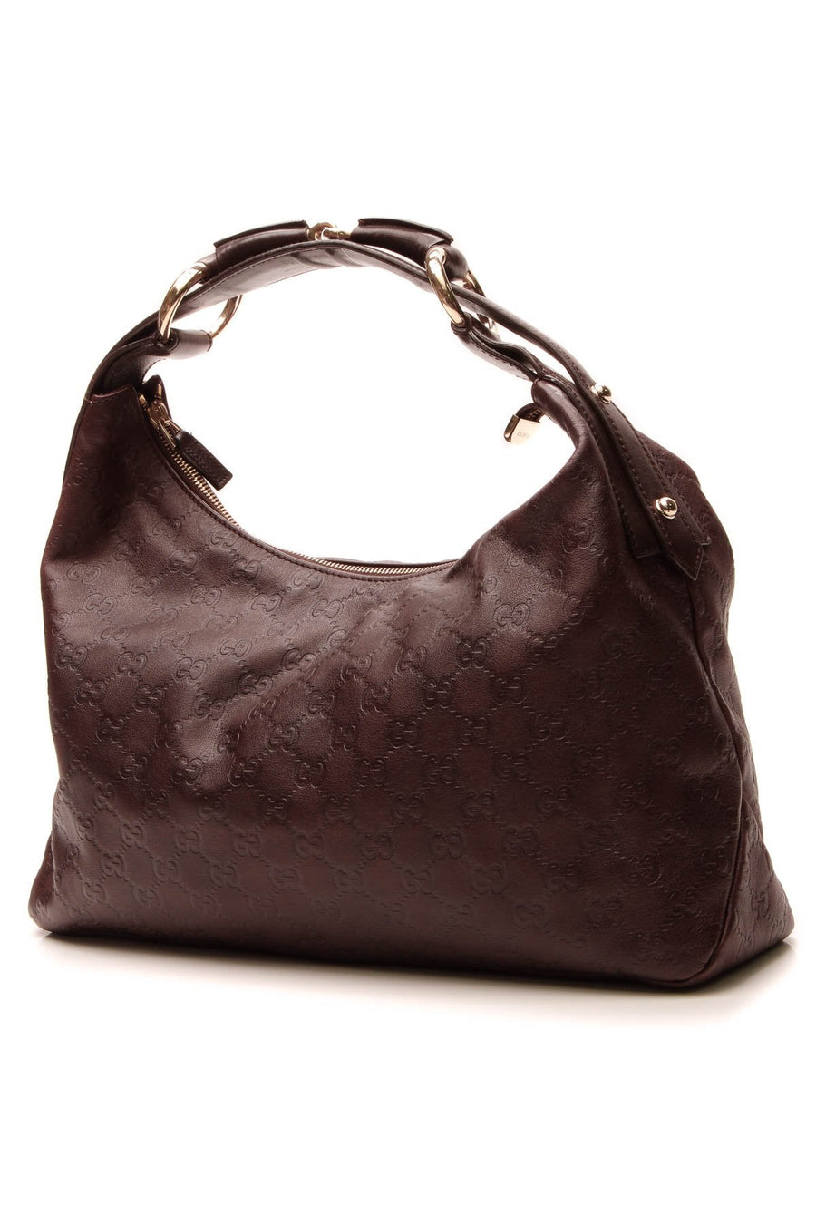 Horsebit Medium Hobo Bag - Brown Guccissima
