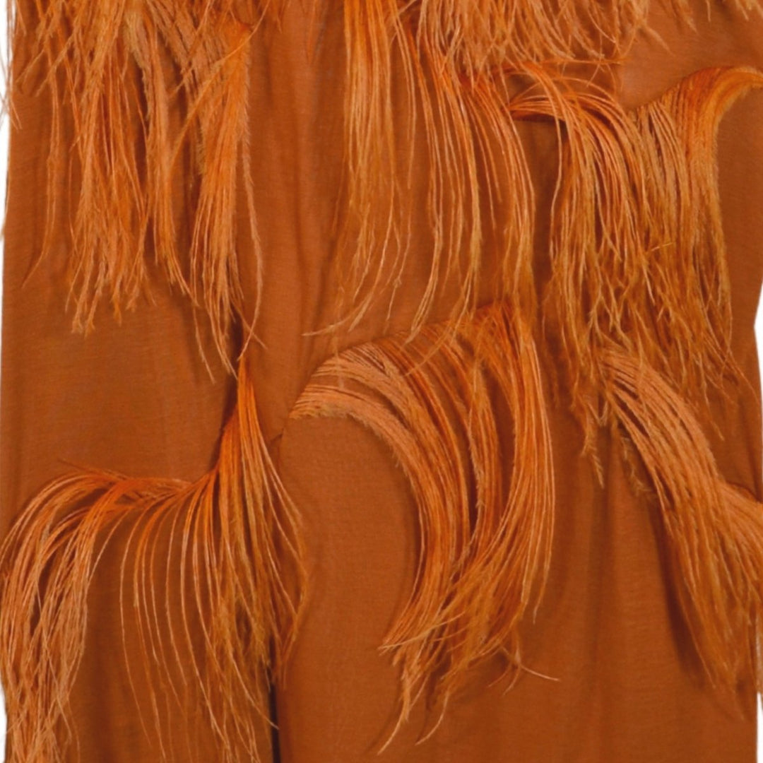 Amber Feather-embellished stretch-jersey top