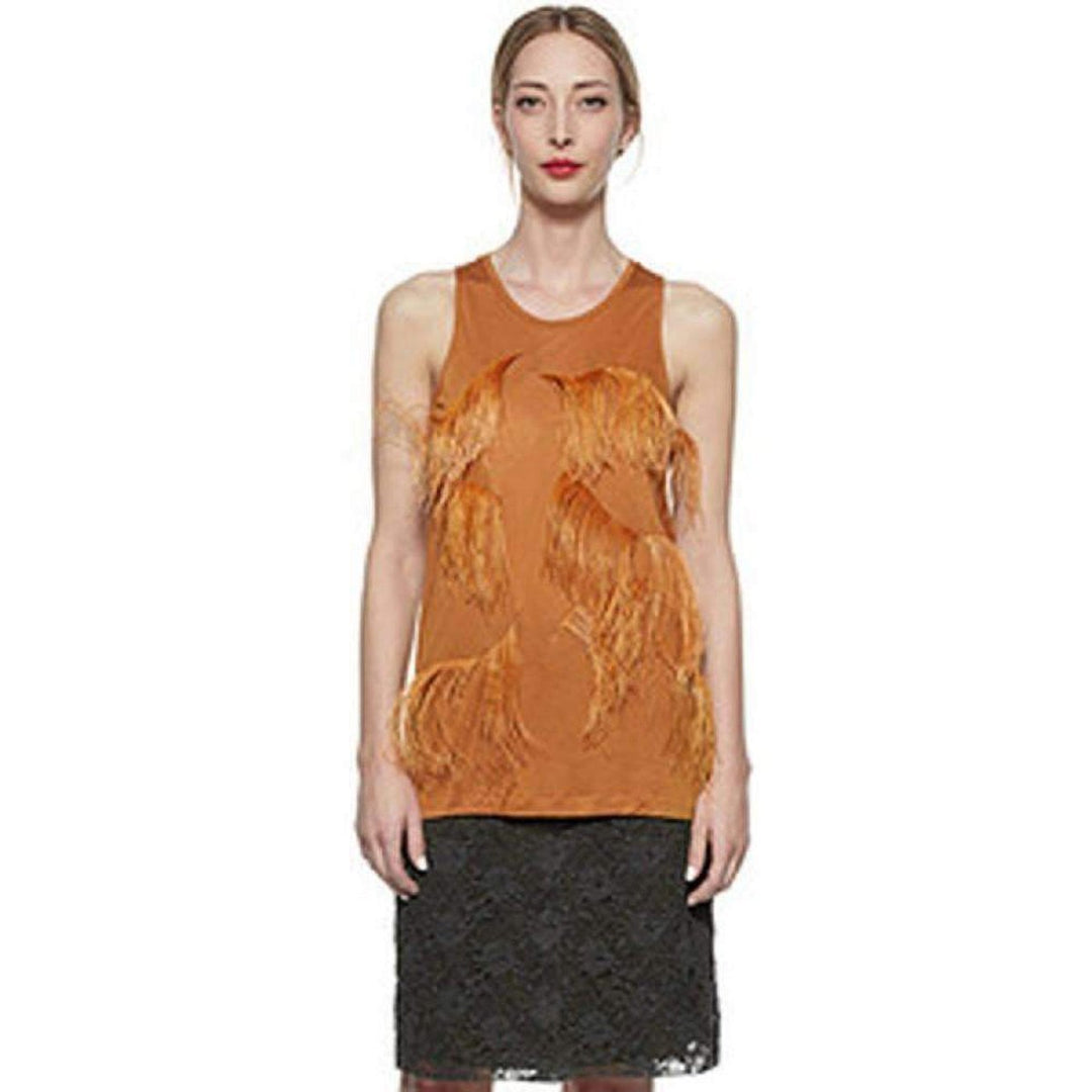 Amber Feather-embellished stretch-jersey top