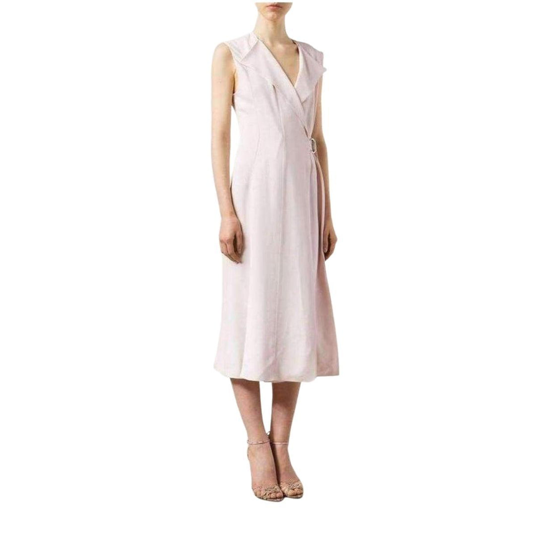Belted Wrap Pink Silk Blend Dress