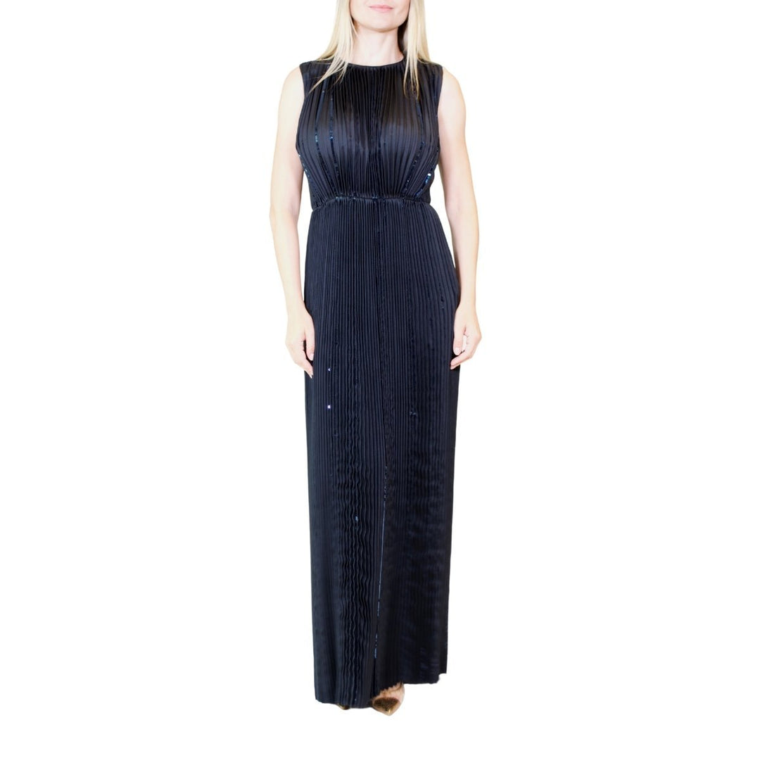 Nina Ricci-Black Pleated Sequin Embellished Maxi Silk Gown - Runway Catalog