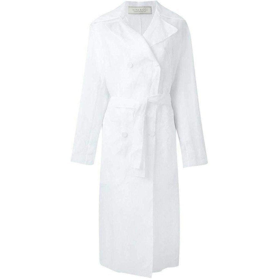 Nina Ricci-Cotton Organza Mesh Double Breasted Overcoat - Runway Catalog