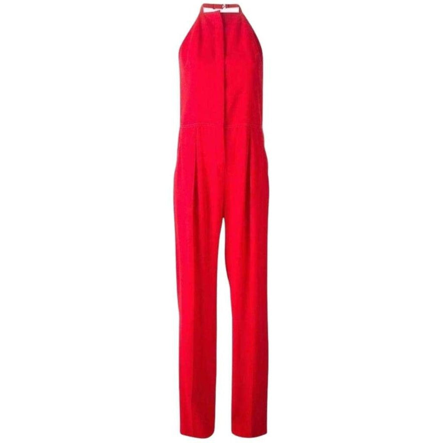 Nina Ricci-Red Open Back Sleeveless Silk Jumpsuit - Runway Catalog