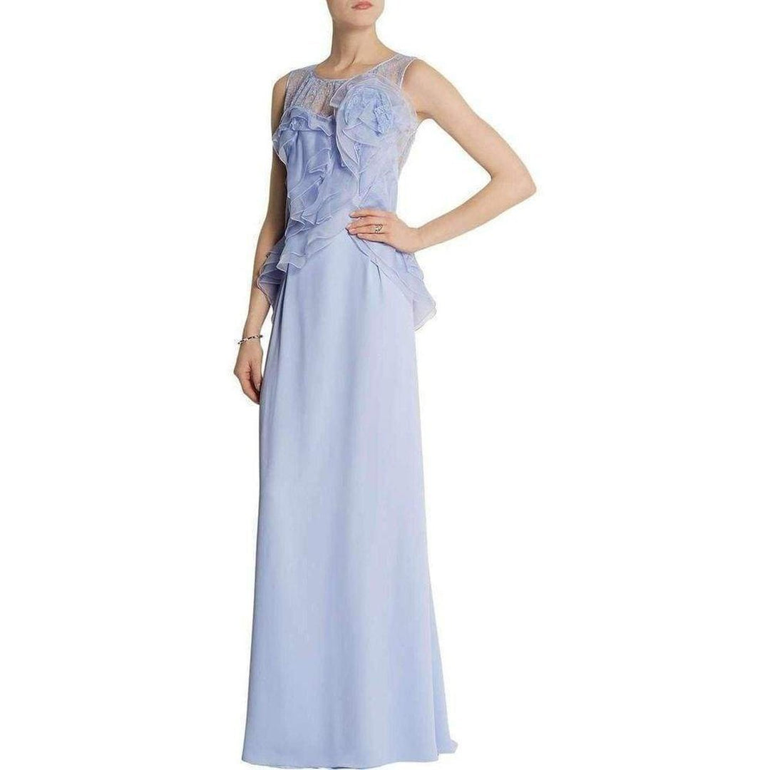 Nina Ricci-Ruffle Bodice Lavender Silk Crêpe Sleeveless Gown - Runway Catalog