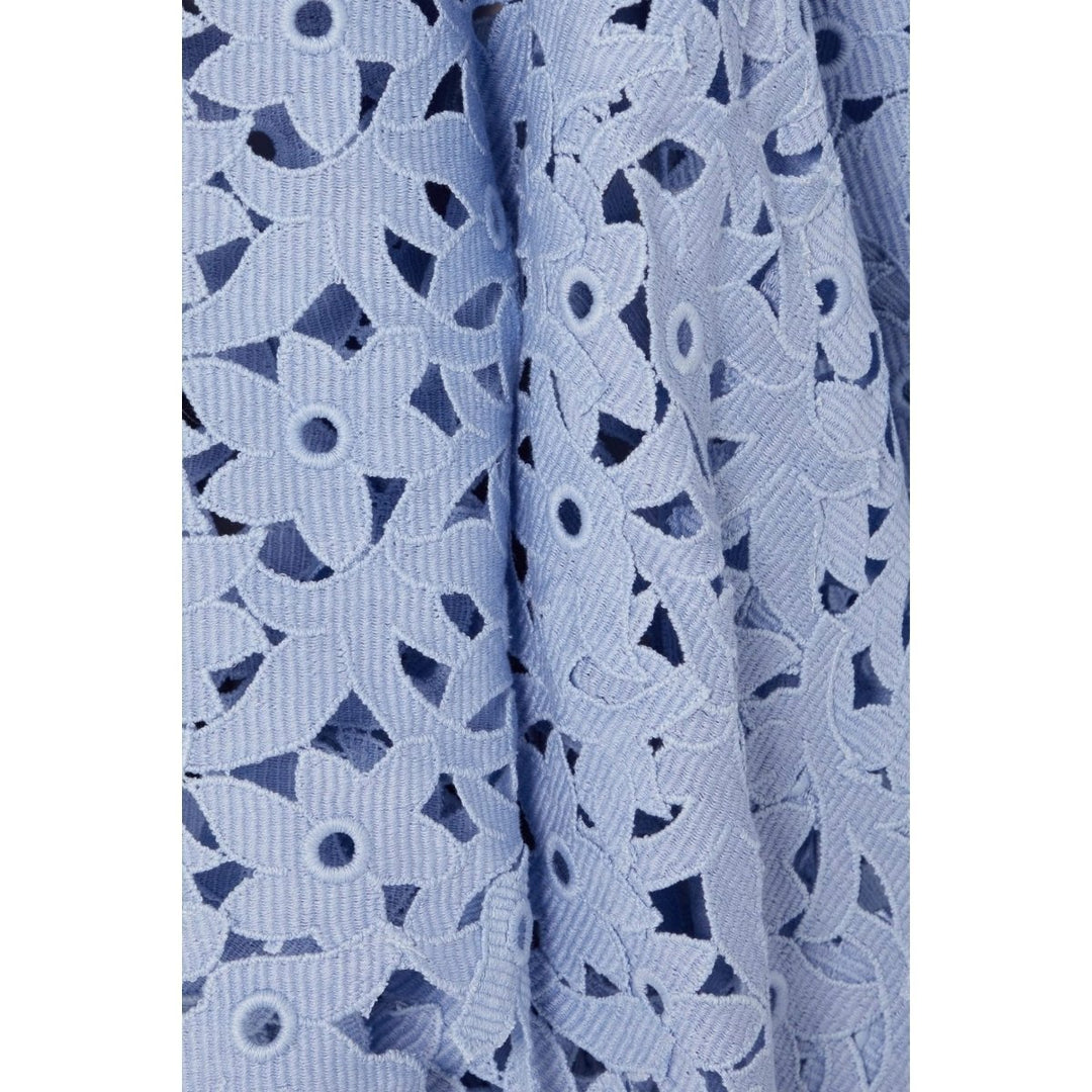 Asymmetric Guipure Lace Blue Gown
