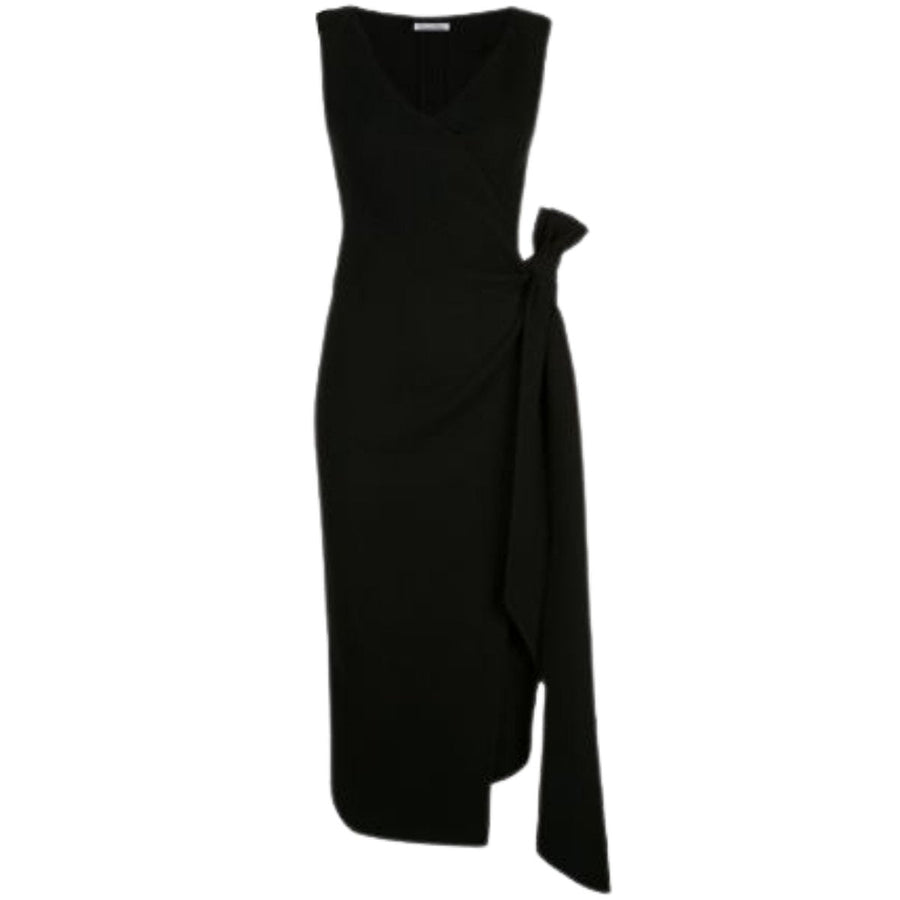 Oscar de la Renta-Black Front Slit Cocktail Dress - Runway Catalog