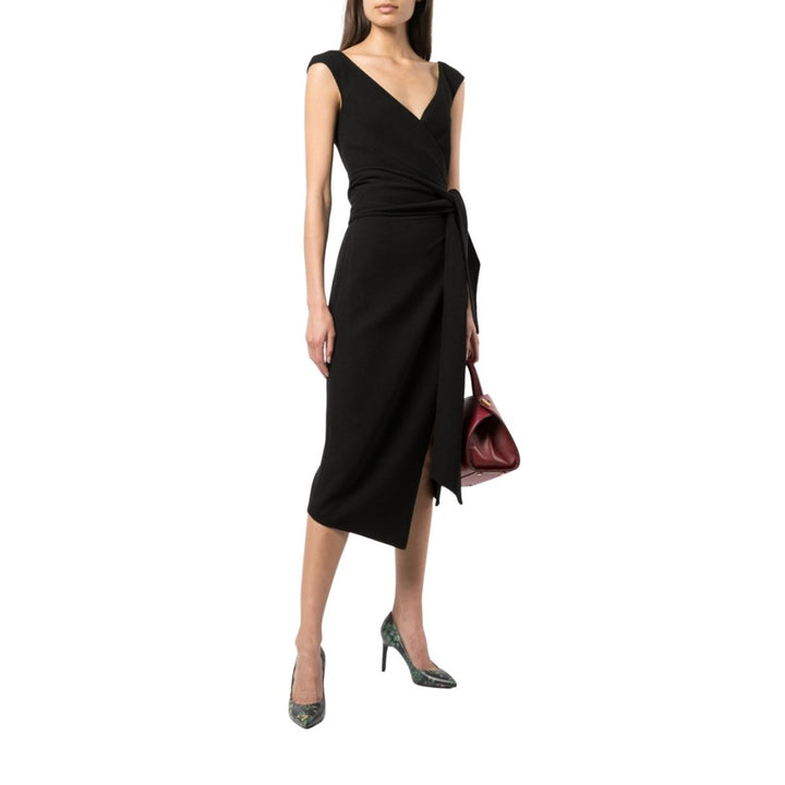 Black Front Slit Cocktail Dress
