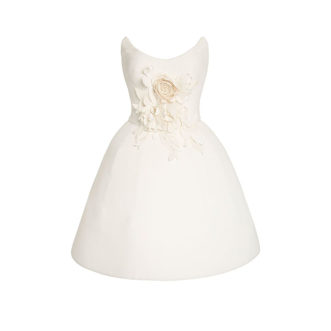 Oscar de la Renta-Embellished Crepe De Chine Mini Dress - Runway Catalog