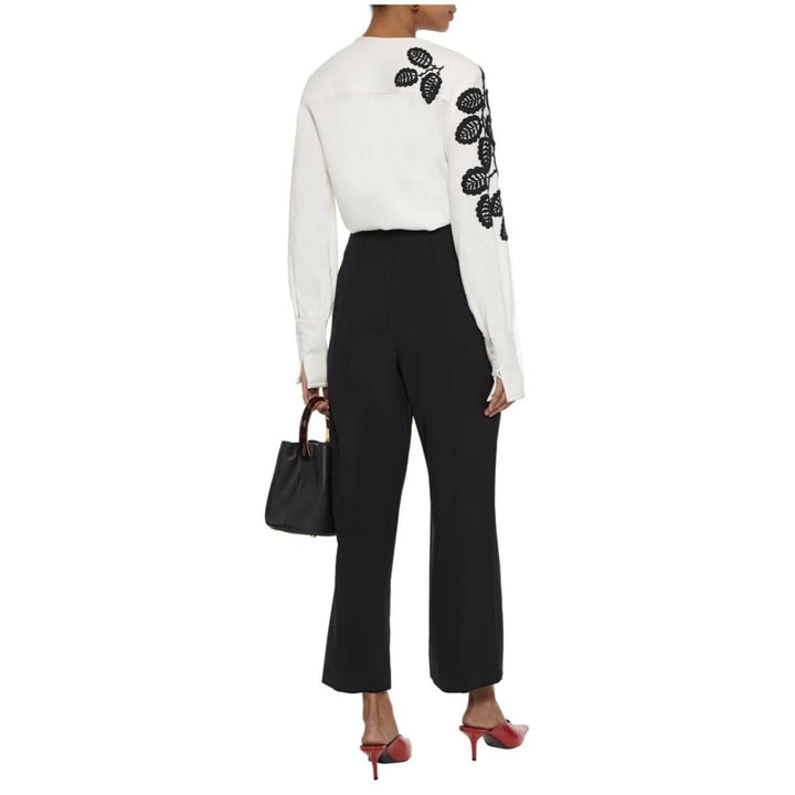 Leaf Embroidered Silk Blouse
