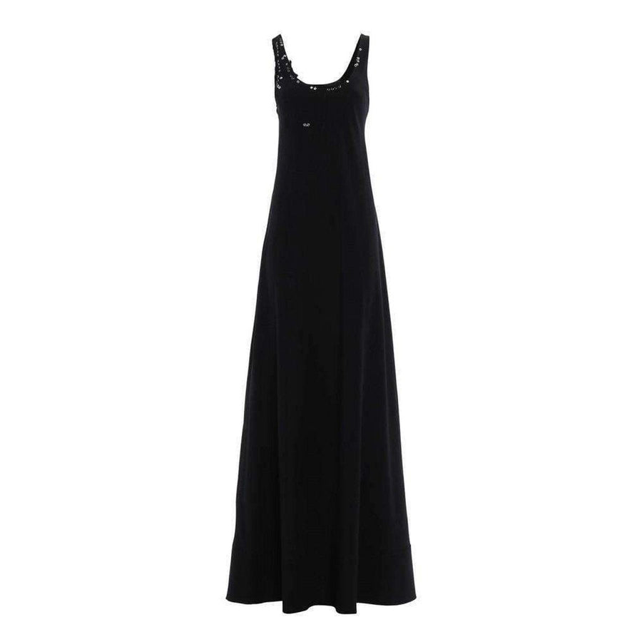 Paco Rabanne-Black Crepe Satin Long Dress - Runway Catalog