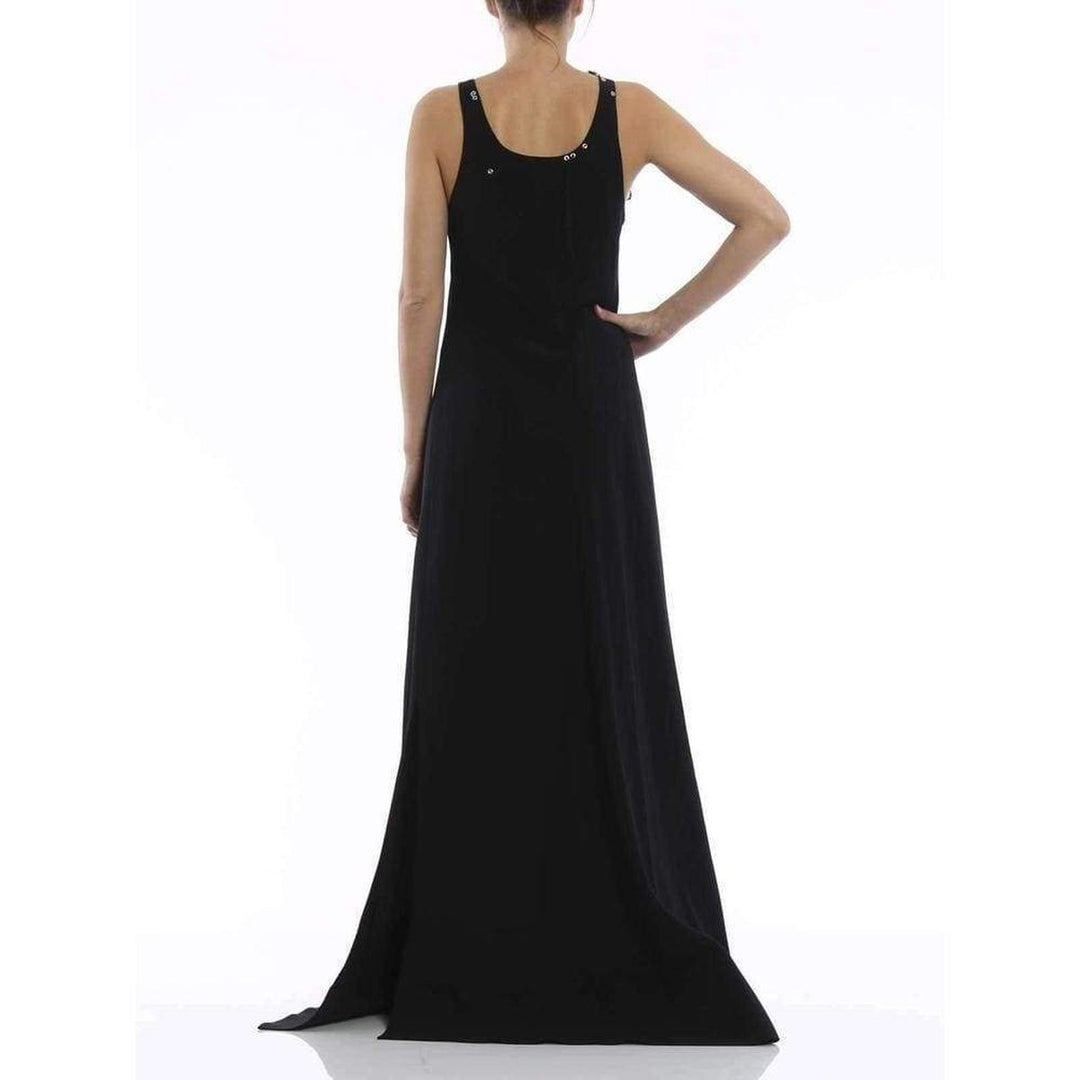 Black Crepe Satin Long Dress