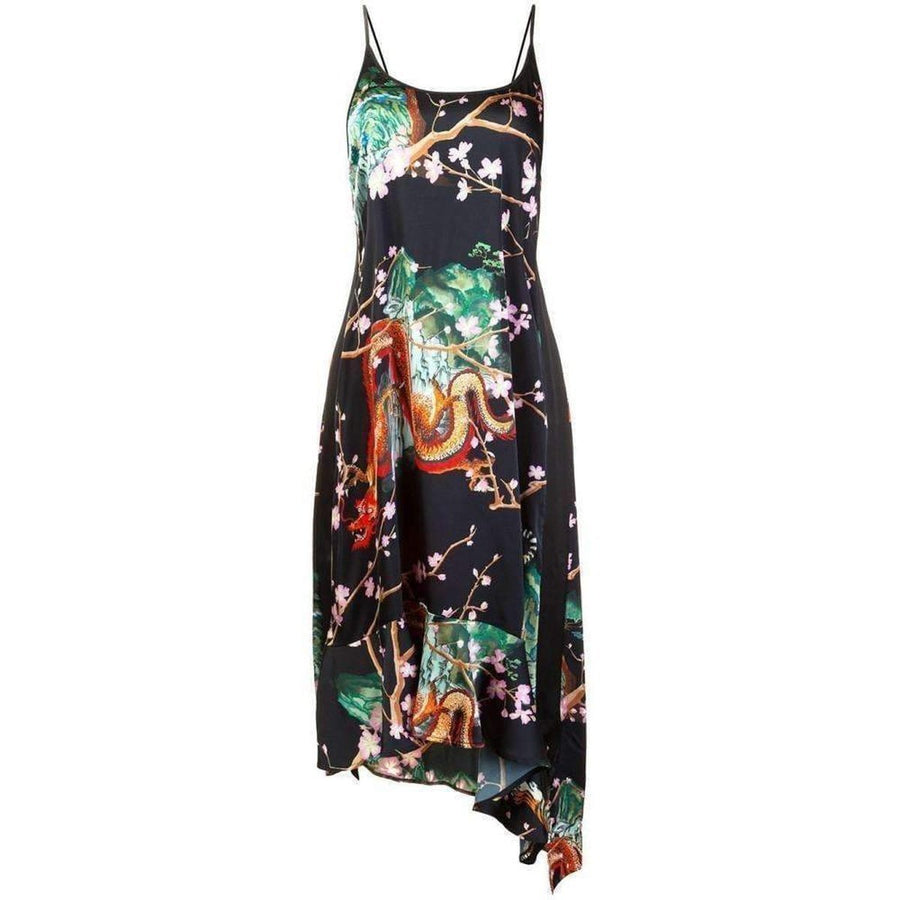 Paco Rabanne-Black Printed Asymmetric Dress - Runway Catalog