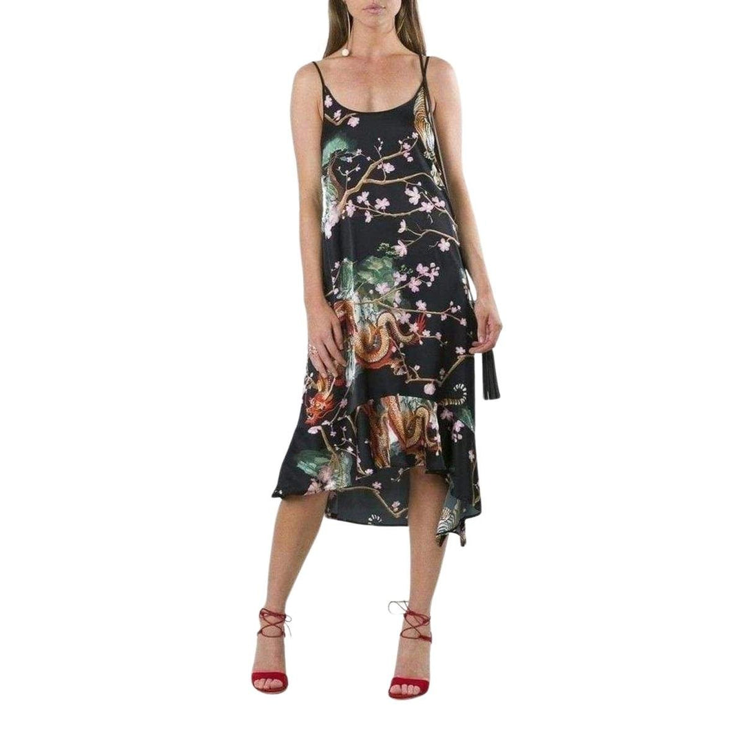Black Printed Asymmetric Dress