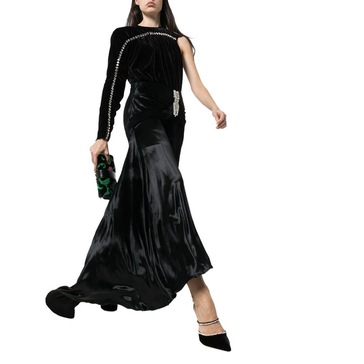 Crystal-embellished Flared Maxi Skirt