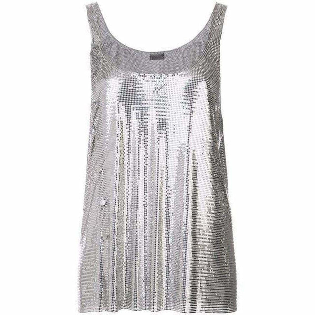 Paco Rabanne-Silver Asymmetric Metal Mesh Top - Runway Catalog