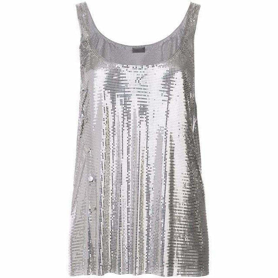 Paco Rabanne-Silver Asymmetric Metal Mesh Top - Runway Catalog