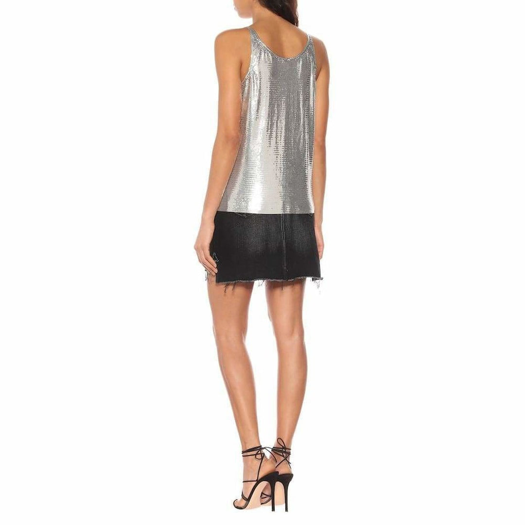 Silver Asymmetric Metal Mesh Top
