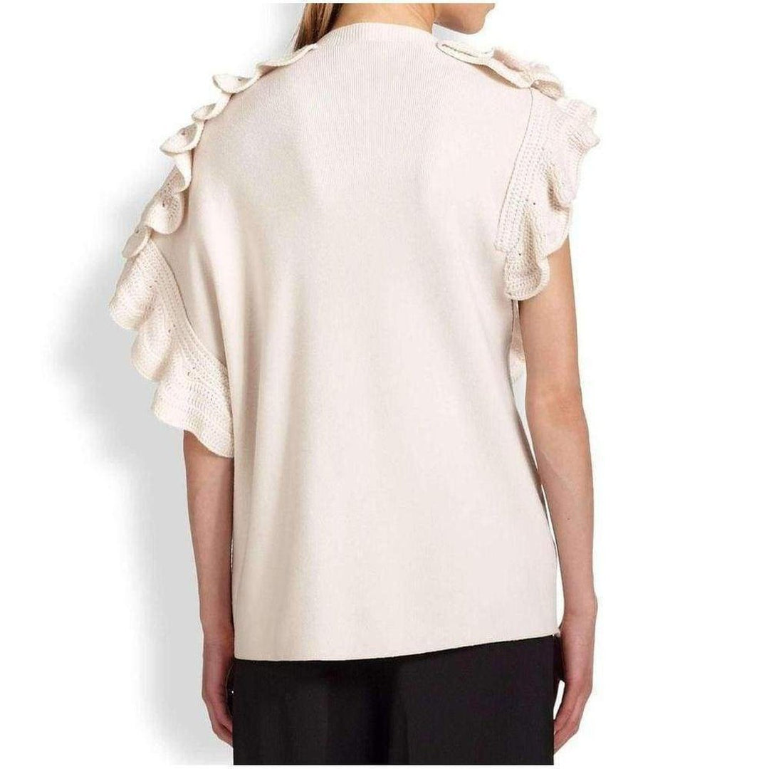 Wool Crochet Ruffle Sleeveless Knit Sweater Vest