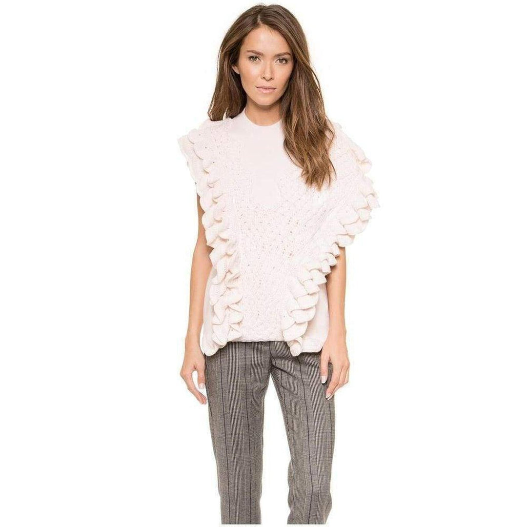 Wool Crochet Ruffle Sleeveless Knit Sweater Vest