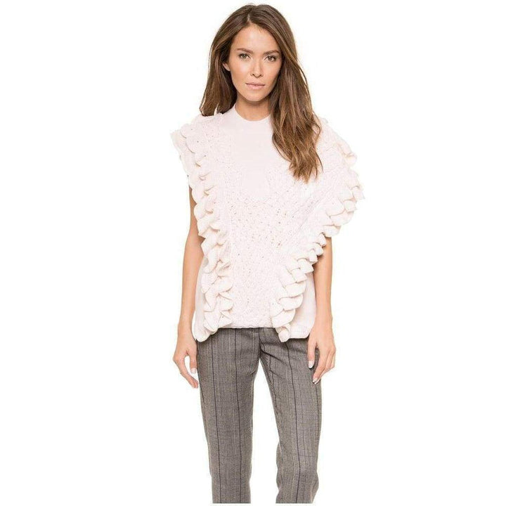 Wool Crochet Ruffle Sleeveless Knit Sweater Vest