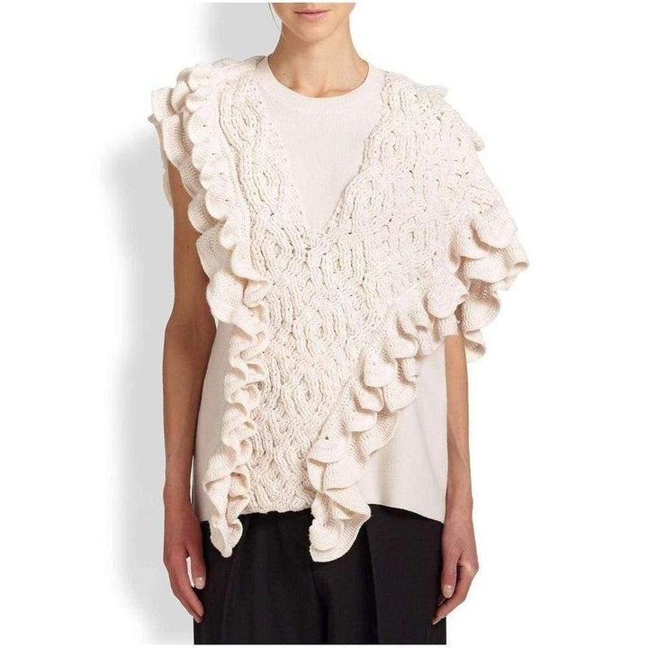 Phillip Lim-Wool Crochet Ruffle Sleeveless Knit Sweater Vest - Runway Catalog
