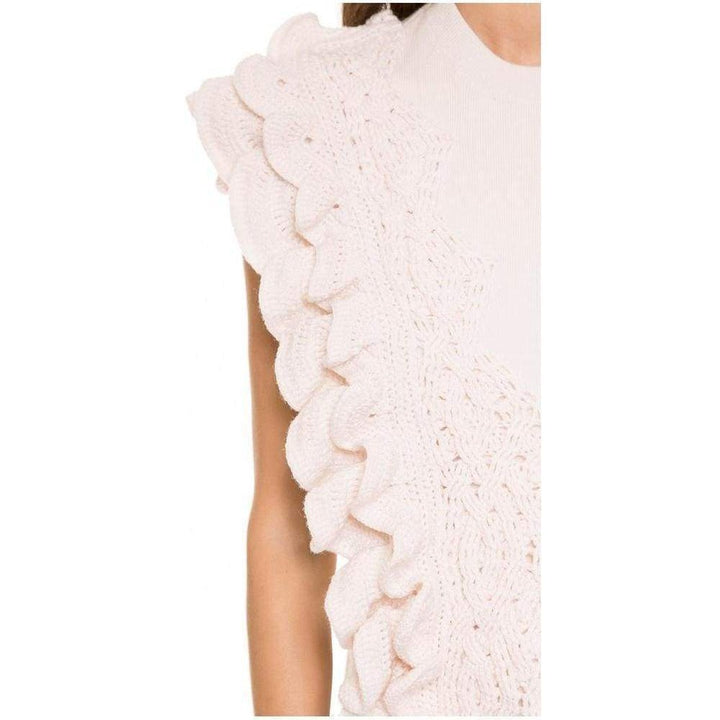 Wool Crochet Ruffle Sleeveless Knit Sweater Vest
