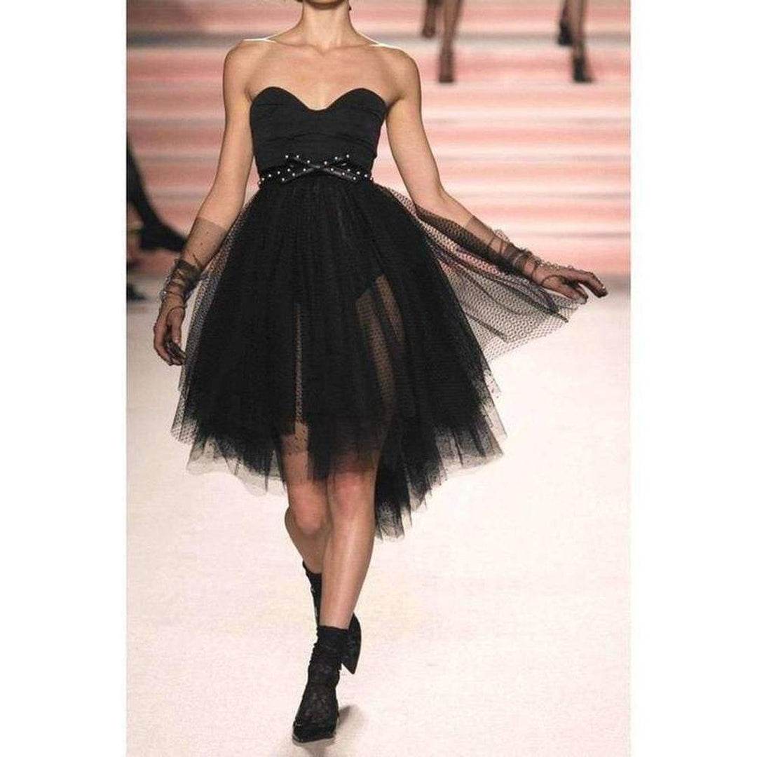 Faille and Swiss Dot Tulle Dress