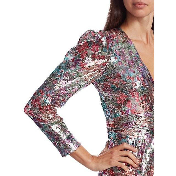 Mixed Sequin Wrapped Sash Mini Dress