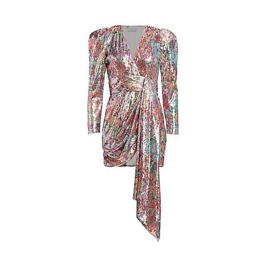 Prabal Gurung-Mixed Sequin Wrapped Sash Mini Dress - Runway Catalog
