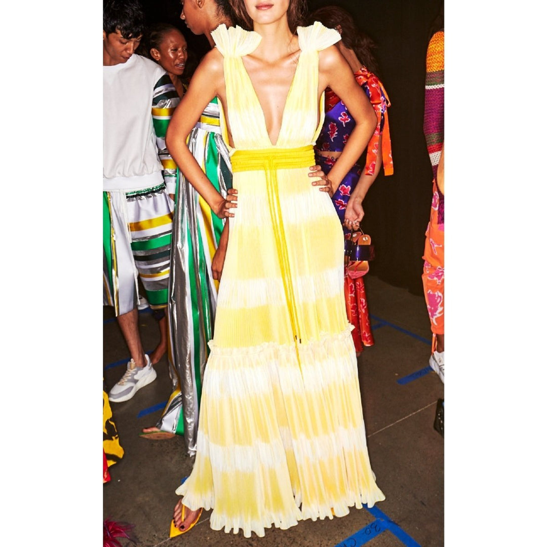 Yellow Tadia Plissé Dress