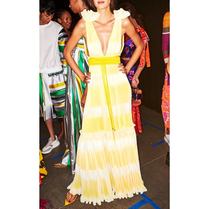 Yellow Tadia Plissé Dress
