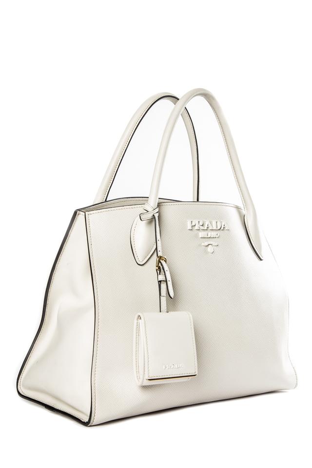 Prada 2018 Saffiano Monochrome White Leather Tote