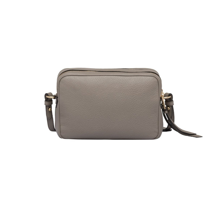 Prada Argilla Grey Vitello Phenix Leather Double Zip Cross Body Bag 1BH079