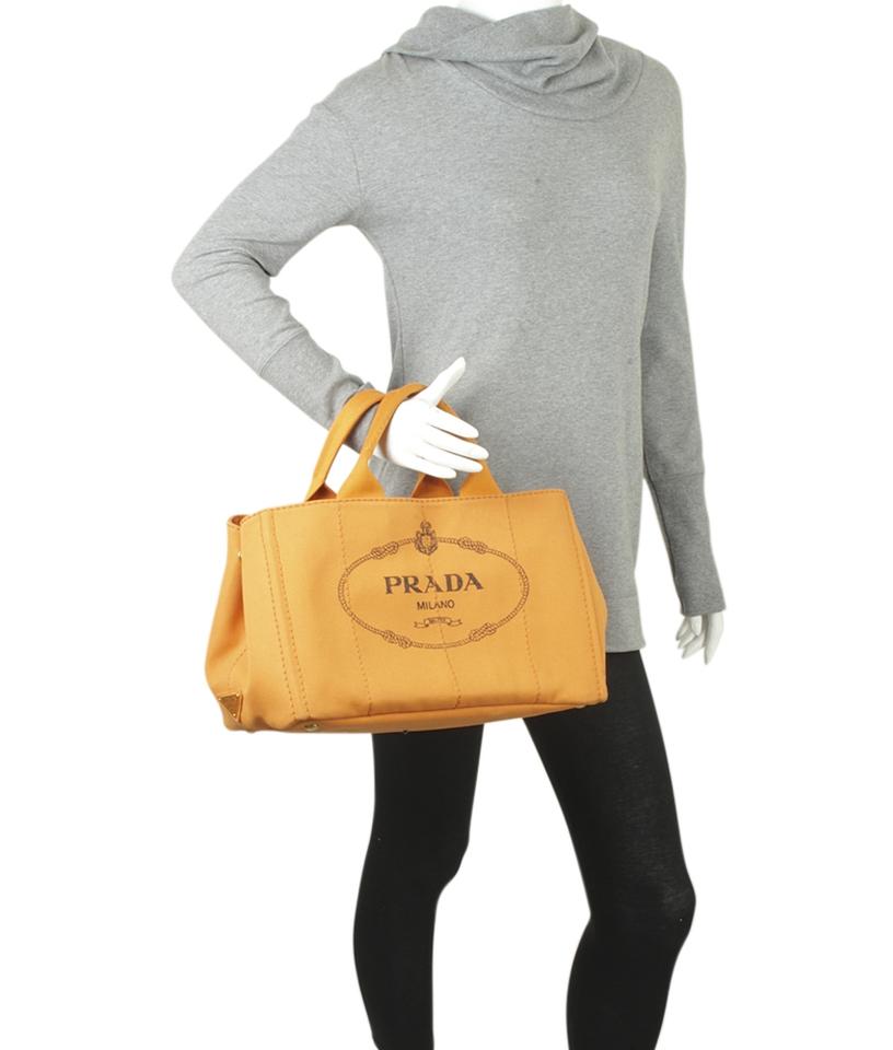 Prada B1877g Jacquard Orange Canvas Tote