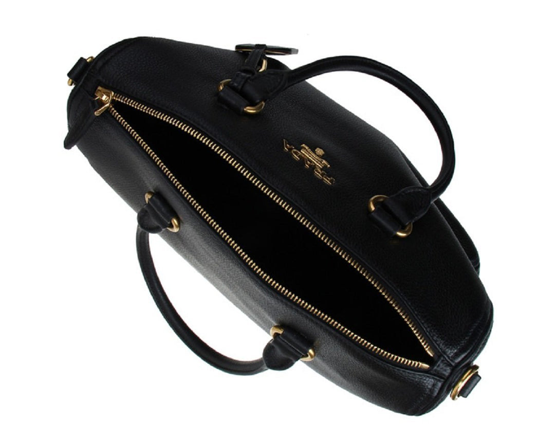 Prada Vitello Phenix Black Leather Top Handle Satchel Handbag 1BB023