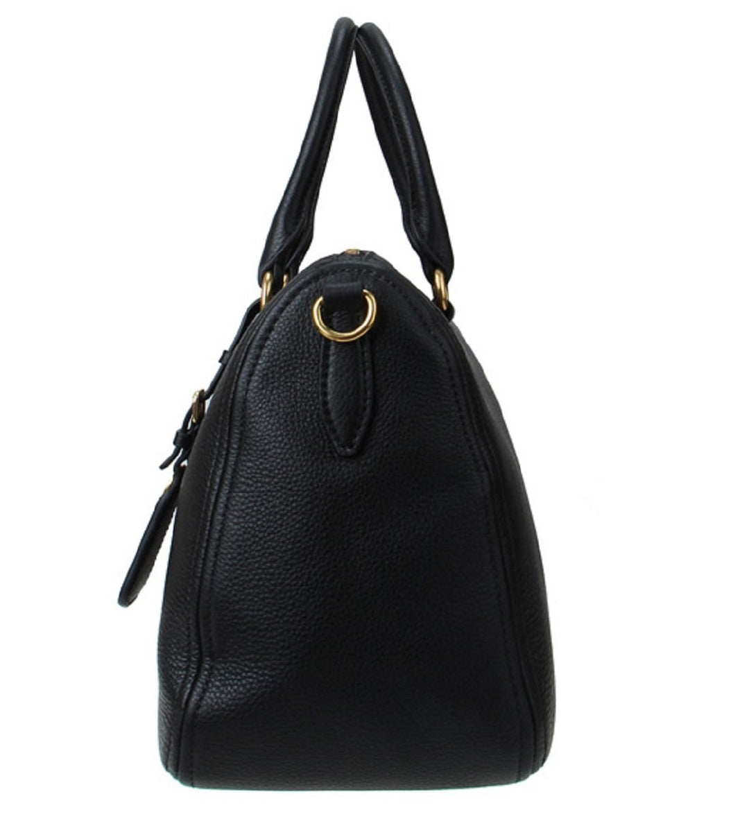 Prada Vitello Phenix Black Leather Top Handle Satchel Handbag 1BB023