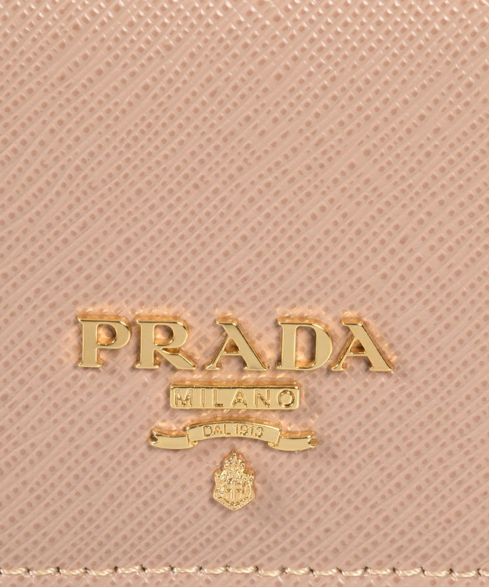 Prada Cammeo Beige Saffiano Leather Credit Card Holder Wallet 1MC122