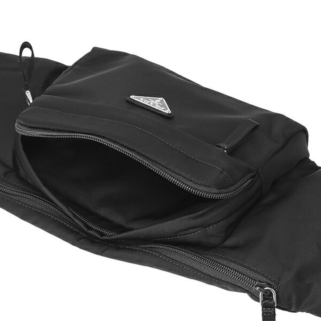 Prada Marsupio Tessuto Nylon Triangle Logo Black Belt Bag 2VL005