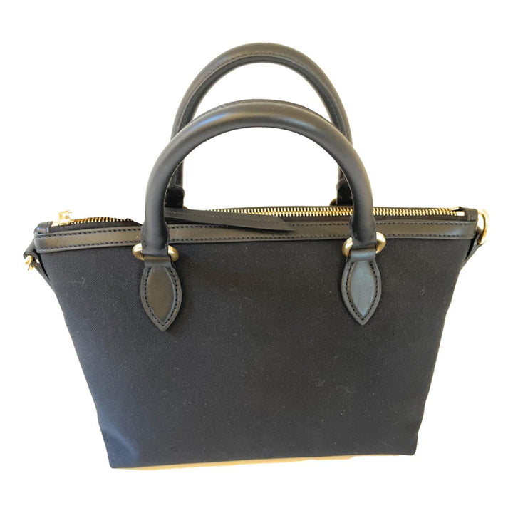 Prada Black Canvas Jacquard Logo Leather Trim Small Satchel 1BA111