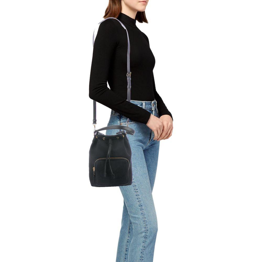 Prada Black Canvas Jacquard Logo Convertible Small Bucket Bag 1BH038