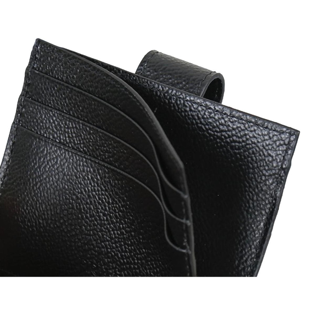 Prada Black Grey Vitello Grain Leather Card Case Bifold Wallet 2MC049
