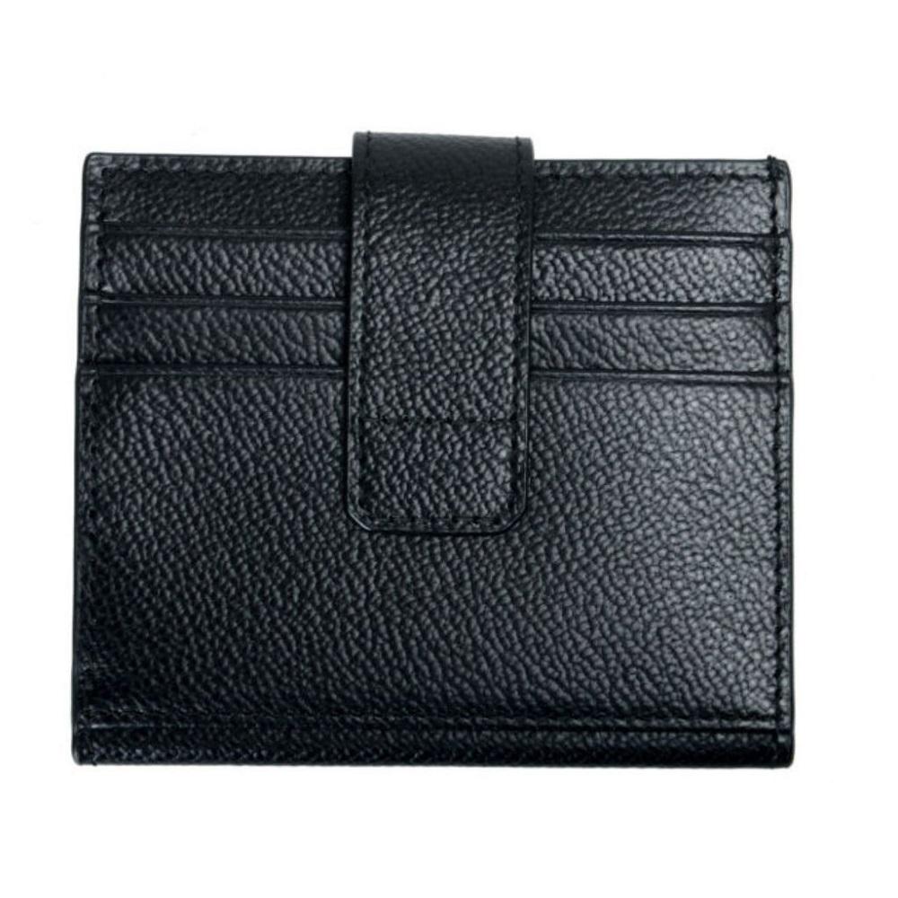 Prada Black Grey Vitello Grain Leather Card Case Bifold Wallet 2MC049